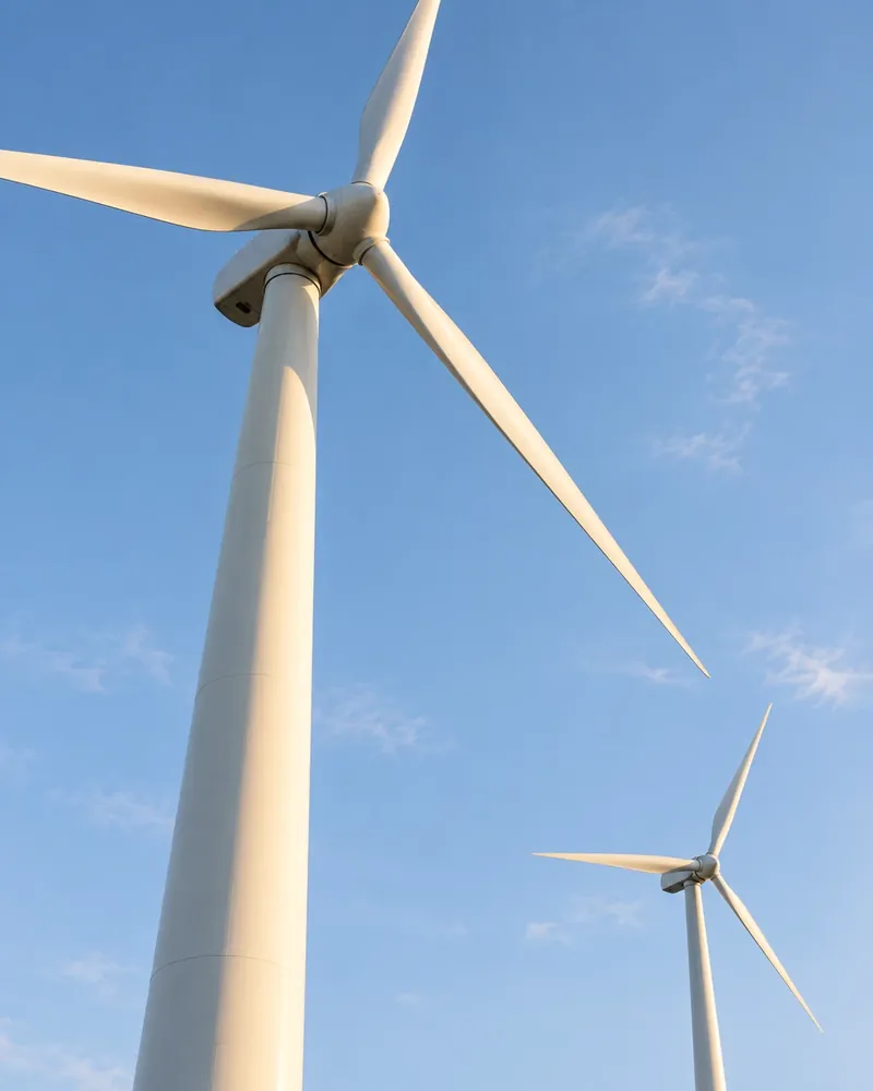 Větrné elektrárny proti modré obloze